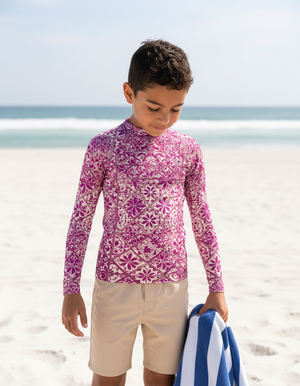 Kids Electric Fuchsia Zellige kids rashguards