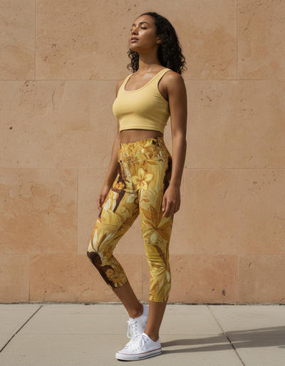Amber Haze Tiare Capri Yoga Leggings capri yoga leggings