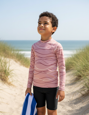 Tea Rose Aqua Kids Rash Guard Kids Rash Guard — Dripper