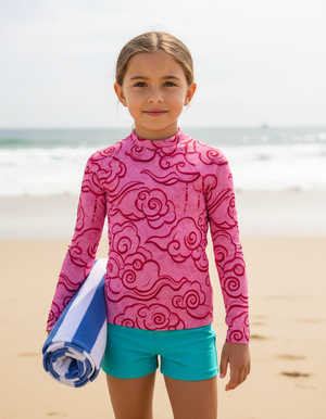 Hot Pink Zephyr Kids Rash Guard Kids Rash Guard — Dripper