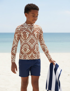 Burnt Sienna Sari Youth Rash Guard Youth Rash Guard — Dripper