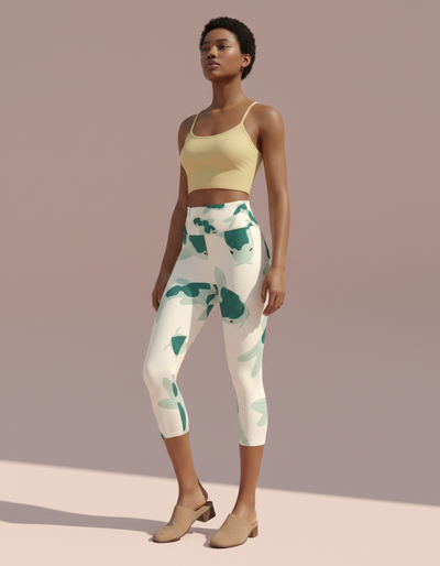 Transformative Teal Eclipse Capri Yoga Leggings capri yoga leggings