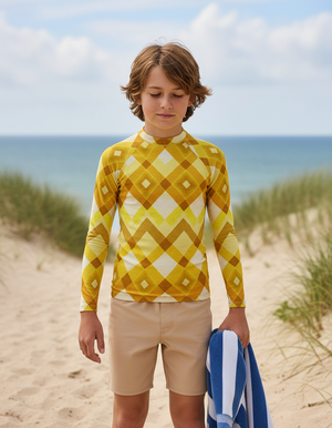 Lemon Yellow Horizon Youth Rash Guard Youth Rash Guard — Dripper
