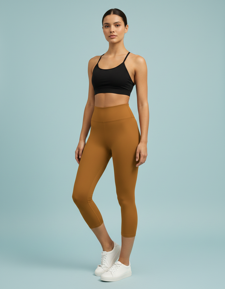 Caramel Leggings Capri Yoga Leggings — Dripper