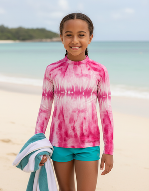 Hot Pink Aqua Kids Rash Guard bikini — Dripper