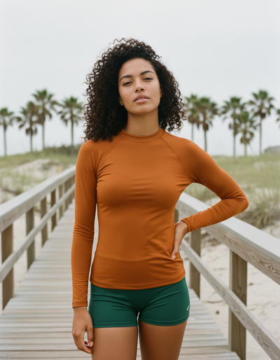 Women's Burnt Orange rash guard
