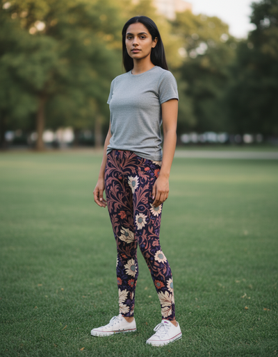 Fiery Red Acanthus Leggings leggings