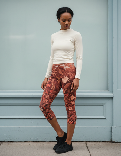 Fiery Red Canopy Capri Leggings capri leggings