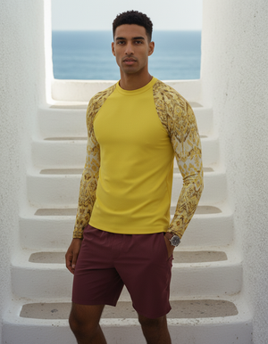Men's Lemon Yellow Siam men's short-sleeve rashguards