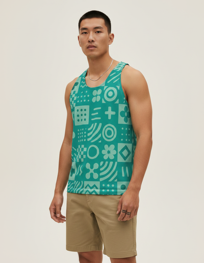 Men's Turquoise Fleur Tank Top tank top