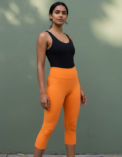 Neon Orange Capri Yoga Leggings capri yoga leggings