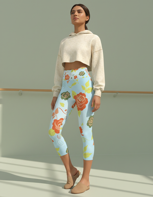Women's Redoute Rose Yoga Capri Leggings