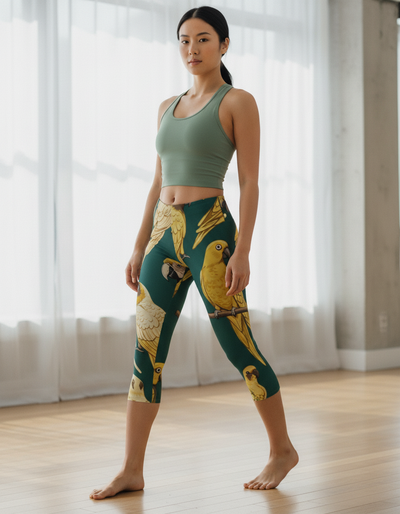 Lemon Yellow Tropique Capri Leggings capri leggings