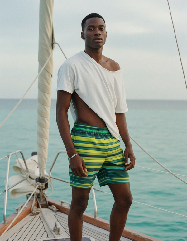 Men's Striped Swim Trunks