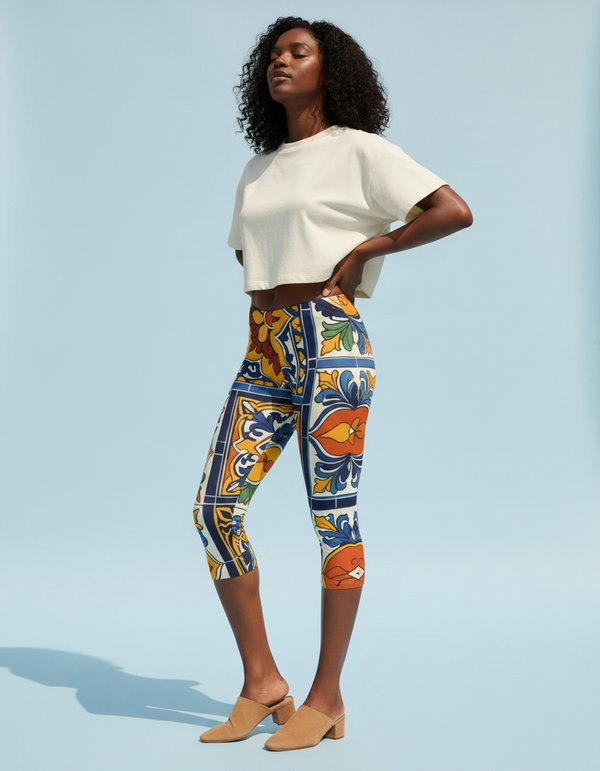 Women's Talavera Tile Capri Leggings