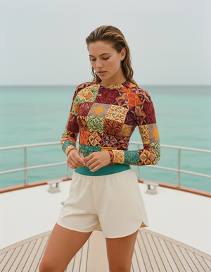 Fiery Red Pulse Rash Guard Women's Rashguard — Dripper