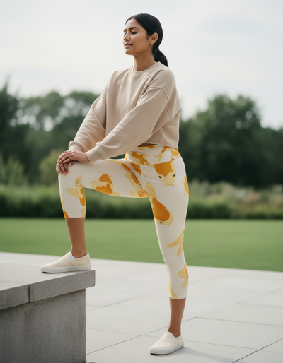 Yellow Eclipse Capri Yoga Leggings capri yoga leggings