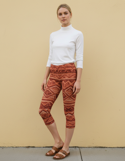 Burnt Sienna Quipu Capri Leggings capri leggings