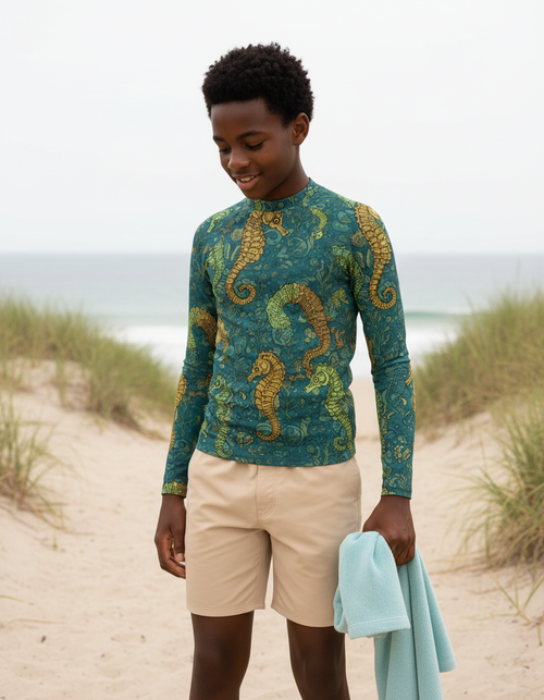 Youth Transformative Teal Triton youth rashguards