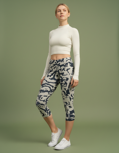 Blue Aura Lattice Capri Leggings capri leggings