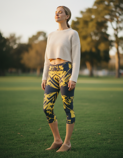 Lemon Yellow Vivid Capri Leggings capri leggings