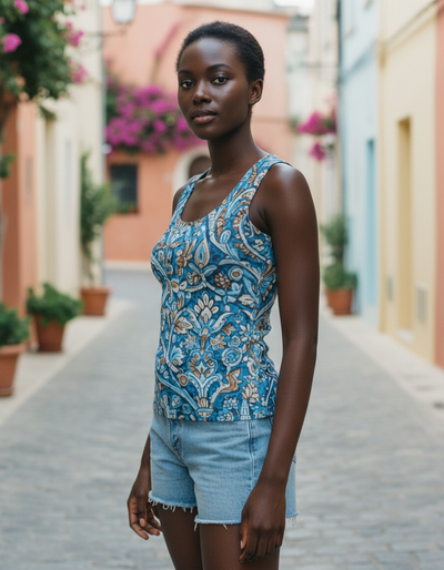Women's Blue Aura Kavya Tank Top tank top