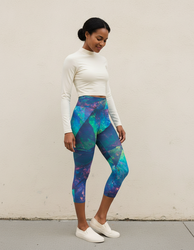 Blue Aura Prism Capri Yoga Leggings capri yoga leggings