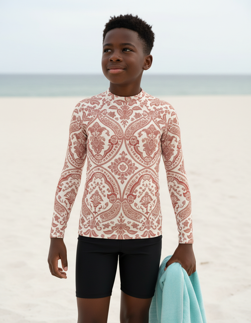 Dusty Rose Sari Youth Rash Guard Youth Rash Guard — Dripper
