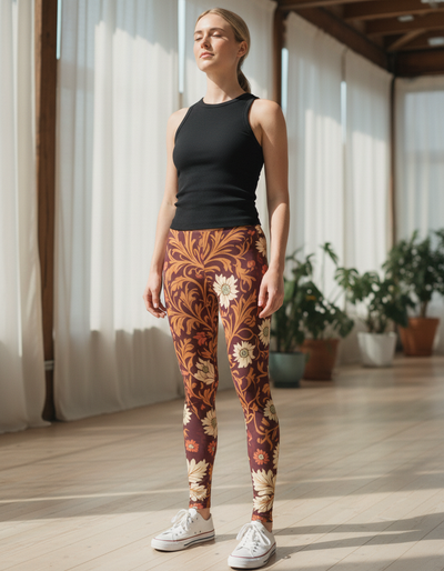 Citrus Orange Acanthus Leggings leggings