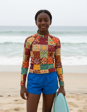 Fiery Red Pulse Youth Rash Guard Youth Rash Guard — Dripper