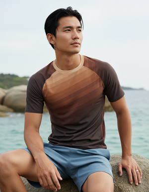 Men's Coffee Bean Ripple men's short-sleeve rashguards