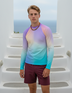 Men's Blue Aura Prism men's short-sleeve rashguards