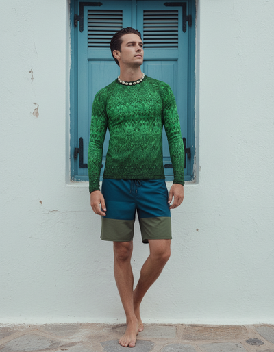 Men's Runway Emerald Siam rash guard