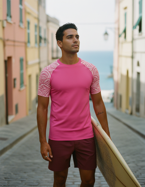 Men's Hot Pink Aoi men's short-sleeve rashguards