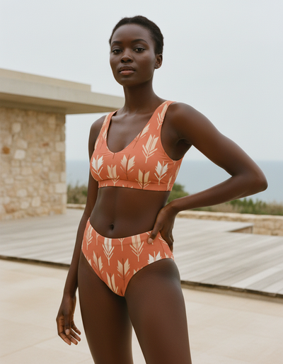 Coral Tsubaki high-waisted bikini