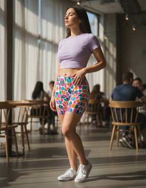 Women's Mosaic Tile Short Shorts