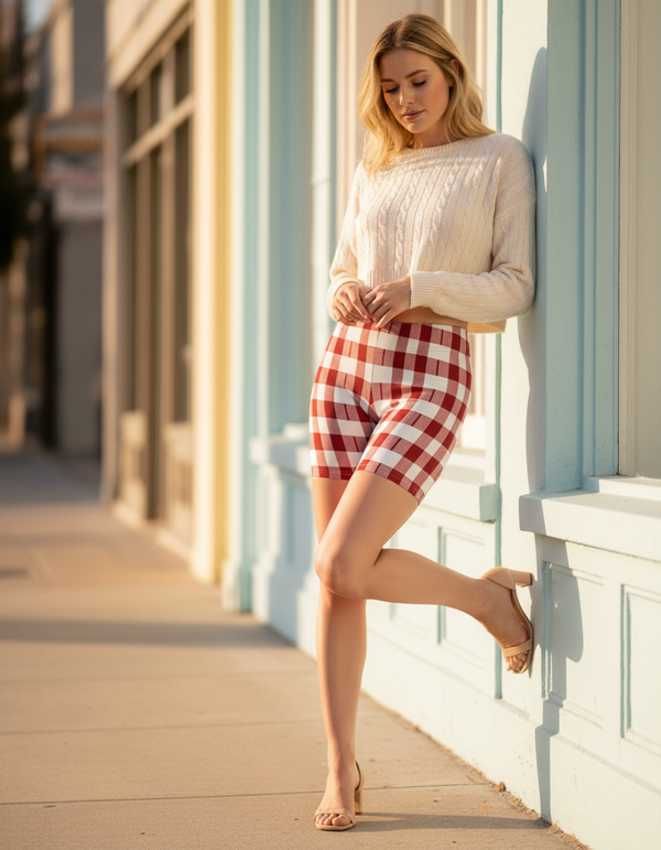 Gingham Collection women's short shorts
