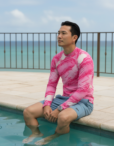 Men's Hot Pink Eclipse rash guard