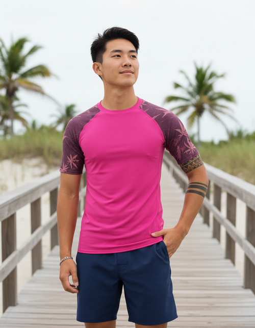 Electric Fuchsia Mizu Rash Guard Men's Rashguard — Dripper
