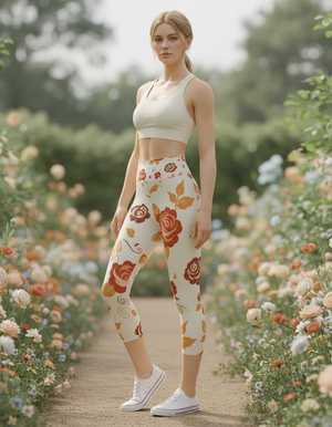 Women's Redoute Rose Yoga Capri Leggings