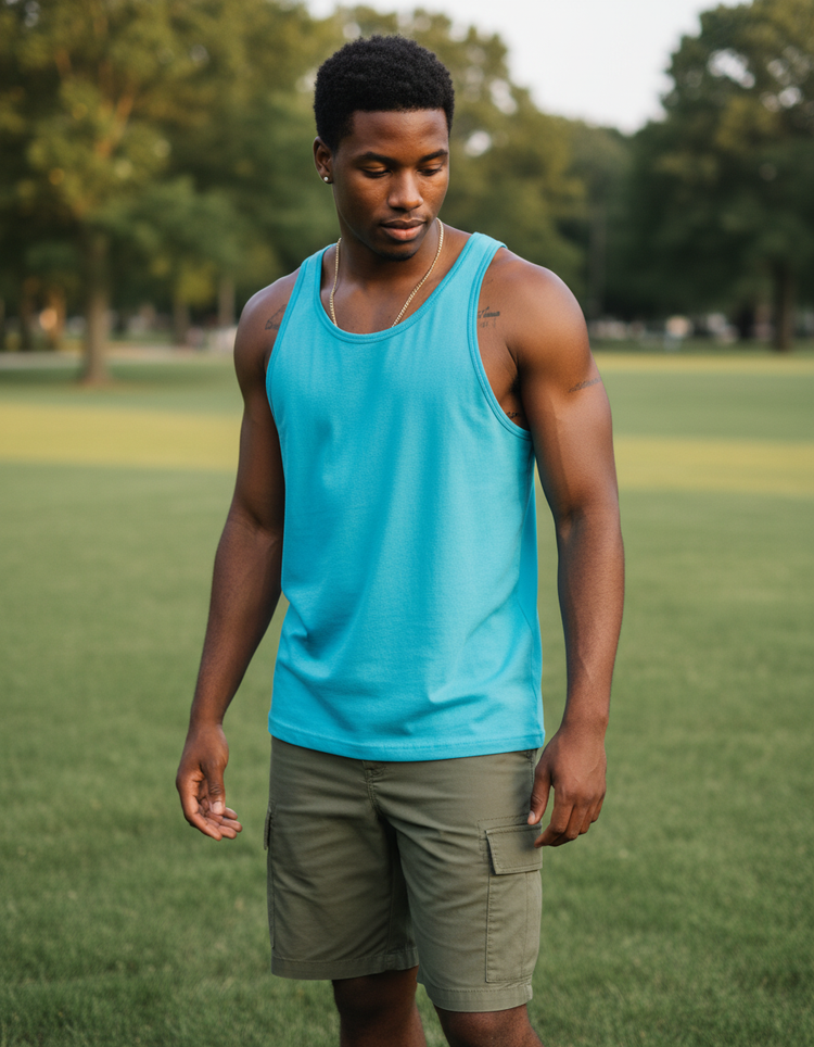 Caribbean Blue Tank Top Men's Tank Top — Dripper
