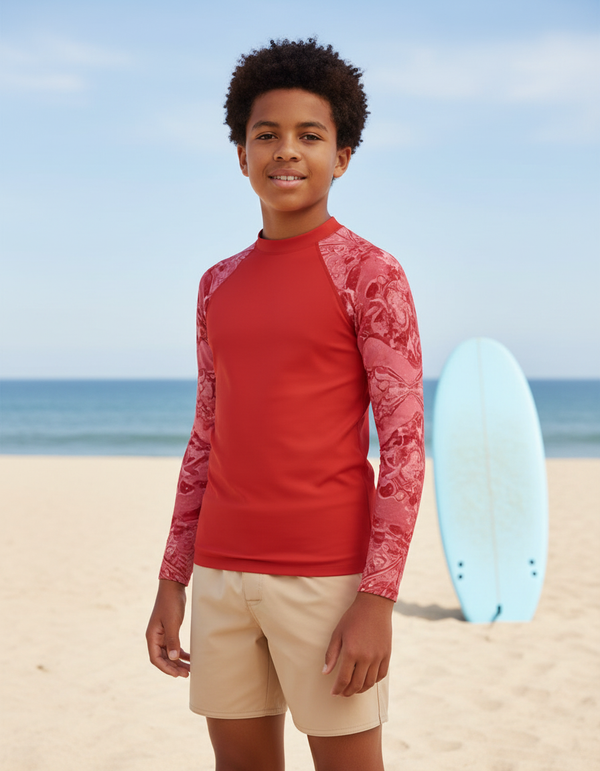Youth Pink Graphic Patterns Rash Guard
