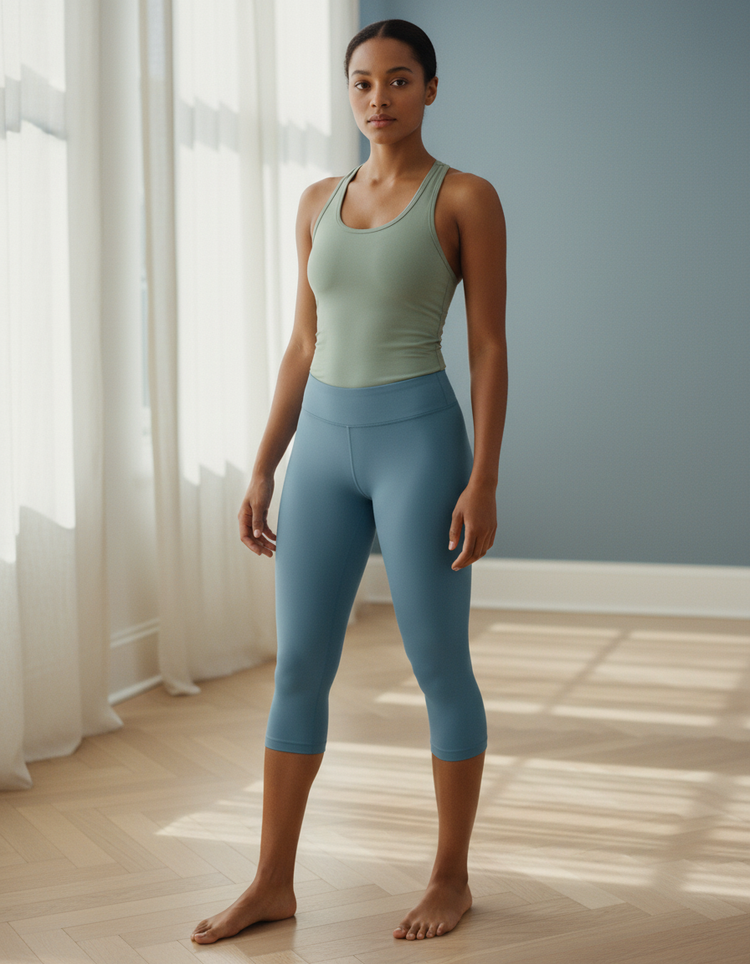Wedgwood Blue Capri Leggings Capri Leggings — Dripper