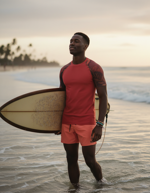 Men's Fiery Red Tropique men's short-sleeve rashguards
