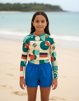 Transformative Teal Form Youth Rash Guard bikini — Dripper