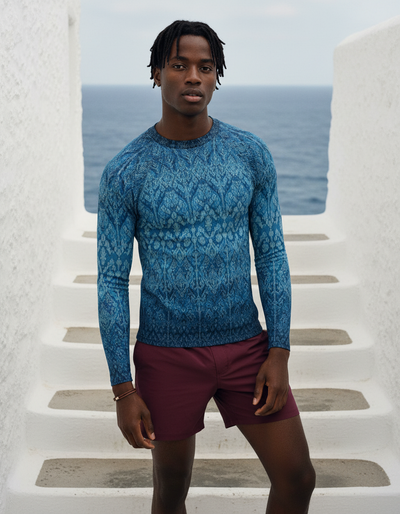 Men's Blue Aura Siam rash guard