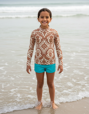 Kids Burnt Sienna Sari kids rashguards