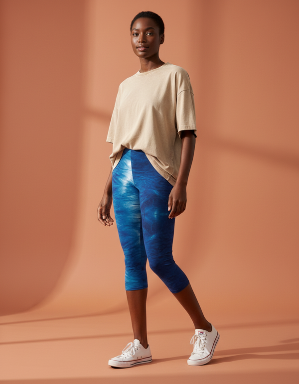 Indigo Leggings Capri Leggings — Dripper
