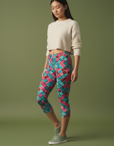 Fiery Red Vortex Capri Leggings capri leggings
