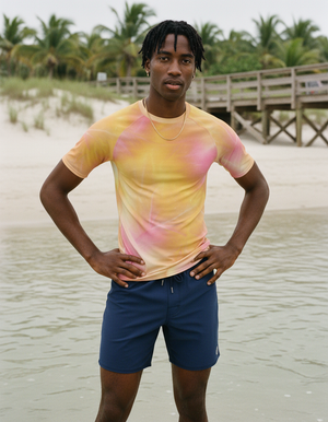 Men's Lemon Yellow Frost men's short-sleeve rashguards